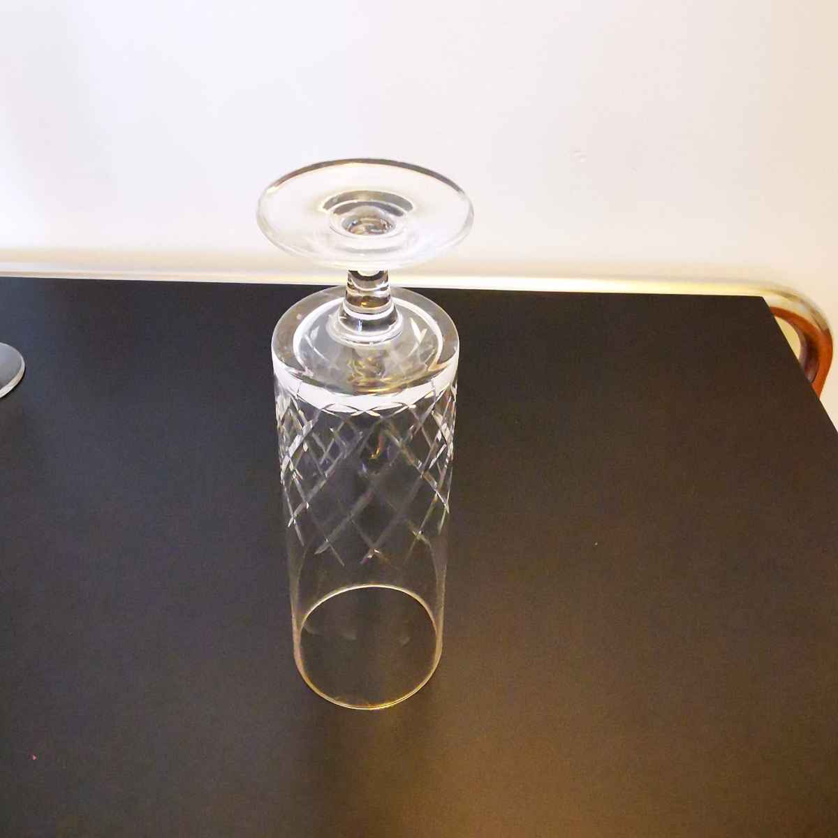 7 flûtes à Champagne en cristal vintage