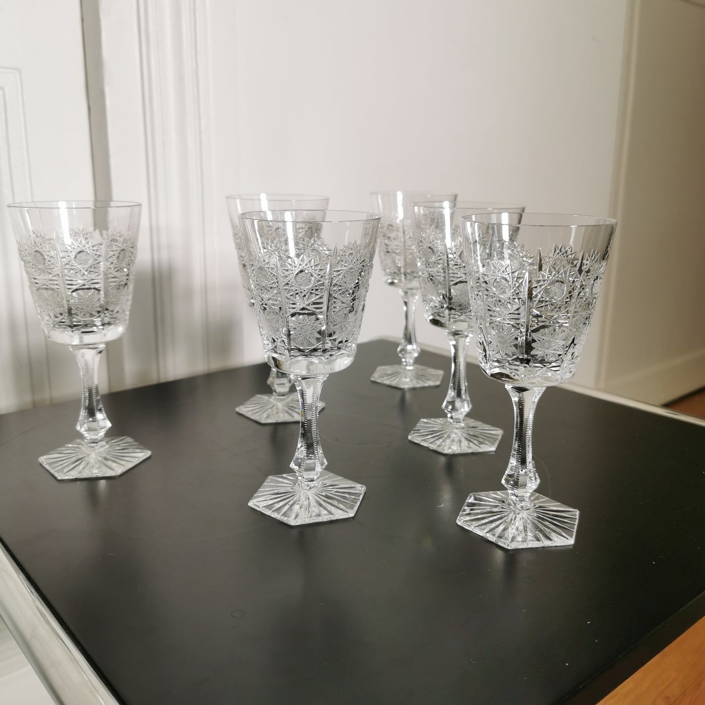 6 verres en cristal gravé Saint Louis