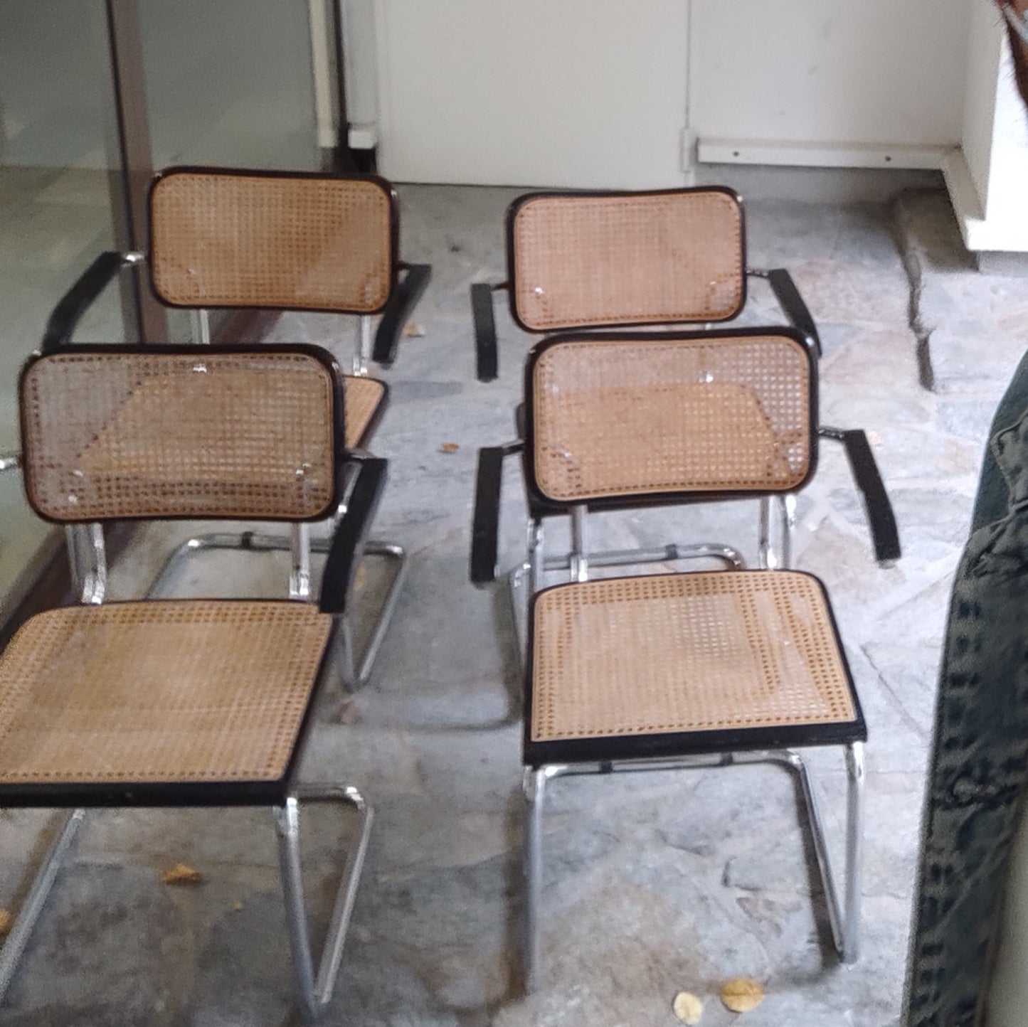 4 Fauteuils cannage dans le goût Marcel Breuer Cesca B32