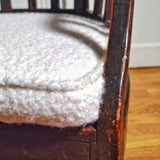 Petit fauteuil de bureau en bois massif galette en laine