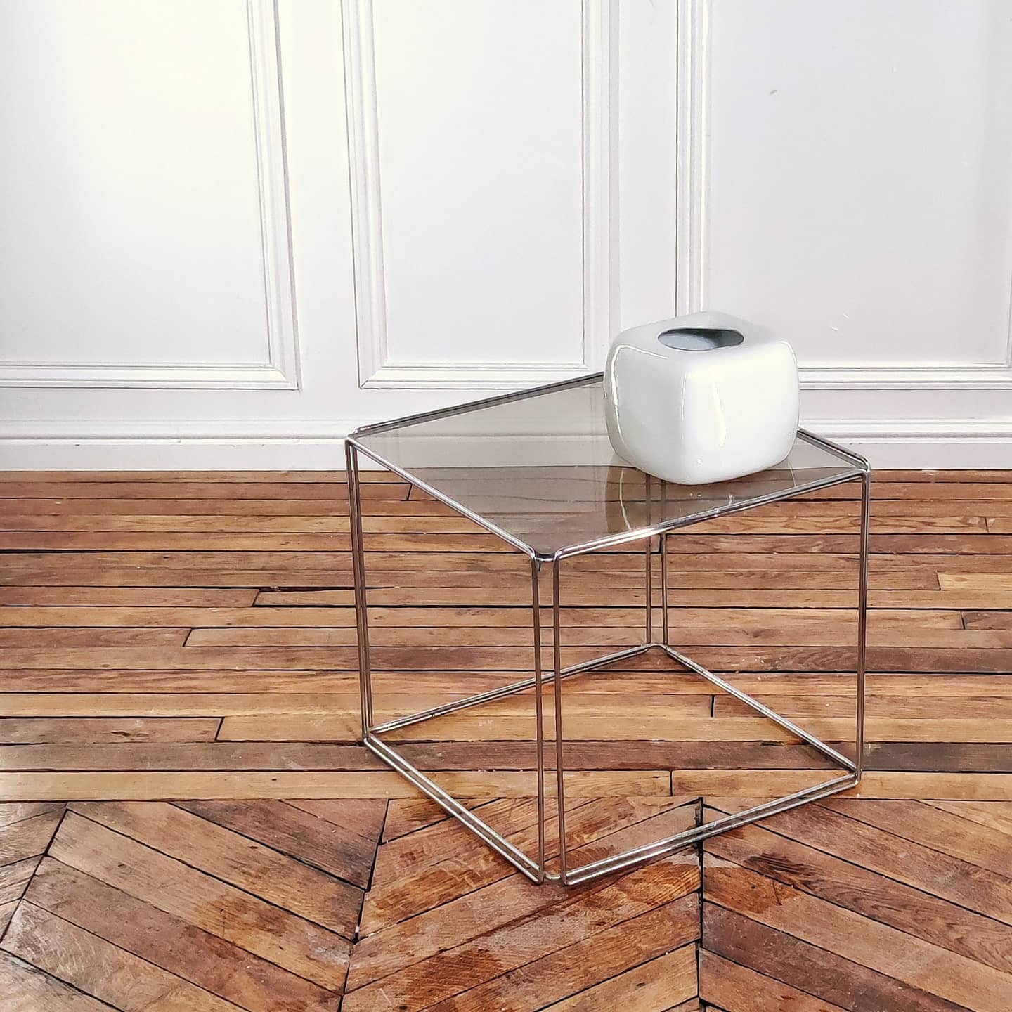 Vase cubique blanc Virebent modele Lebe