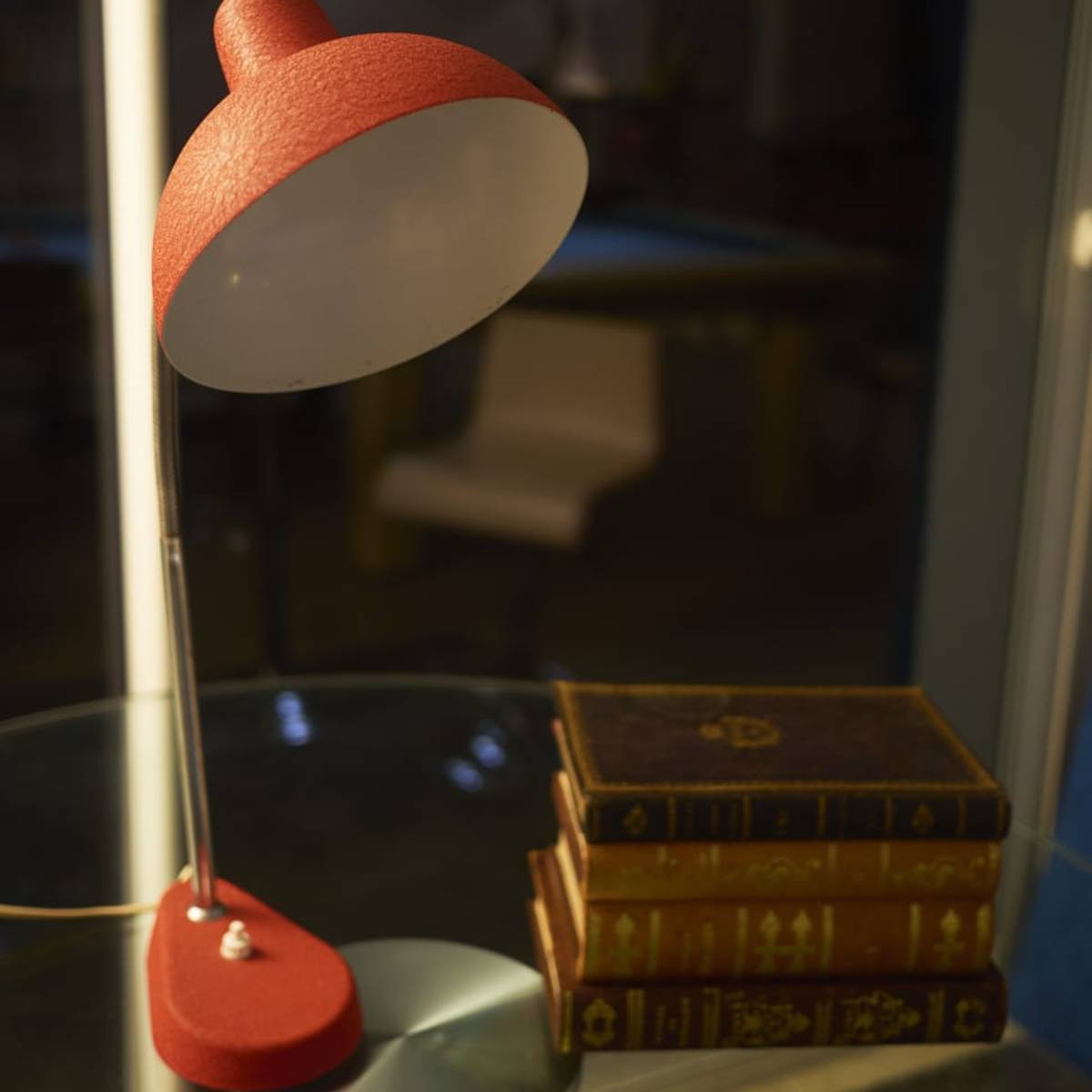 Lampe années 50 métal granité orange chromé vintage