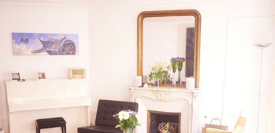 grand miroir avec cadre restauré