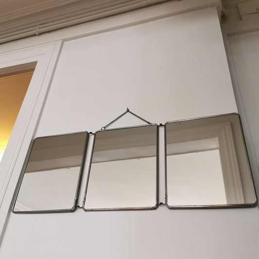 Miroir de barbier triptyque ancien