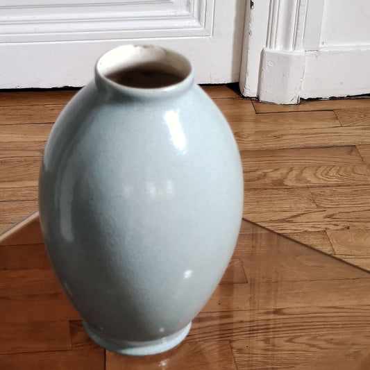 Vase vert d'eau en céramique émaillée