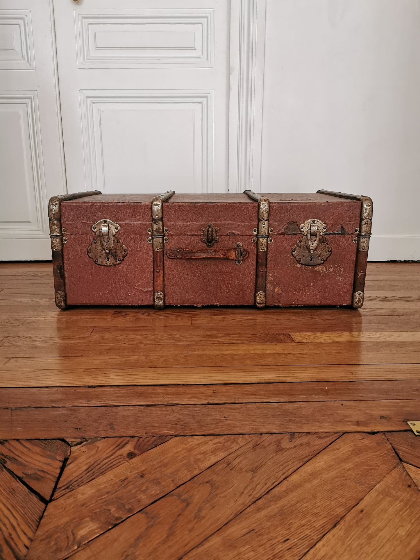 Malle ancienne bois et cuir