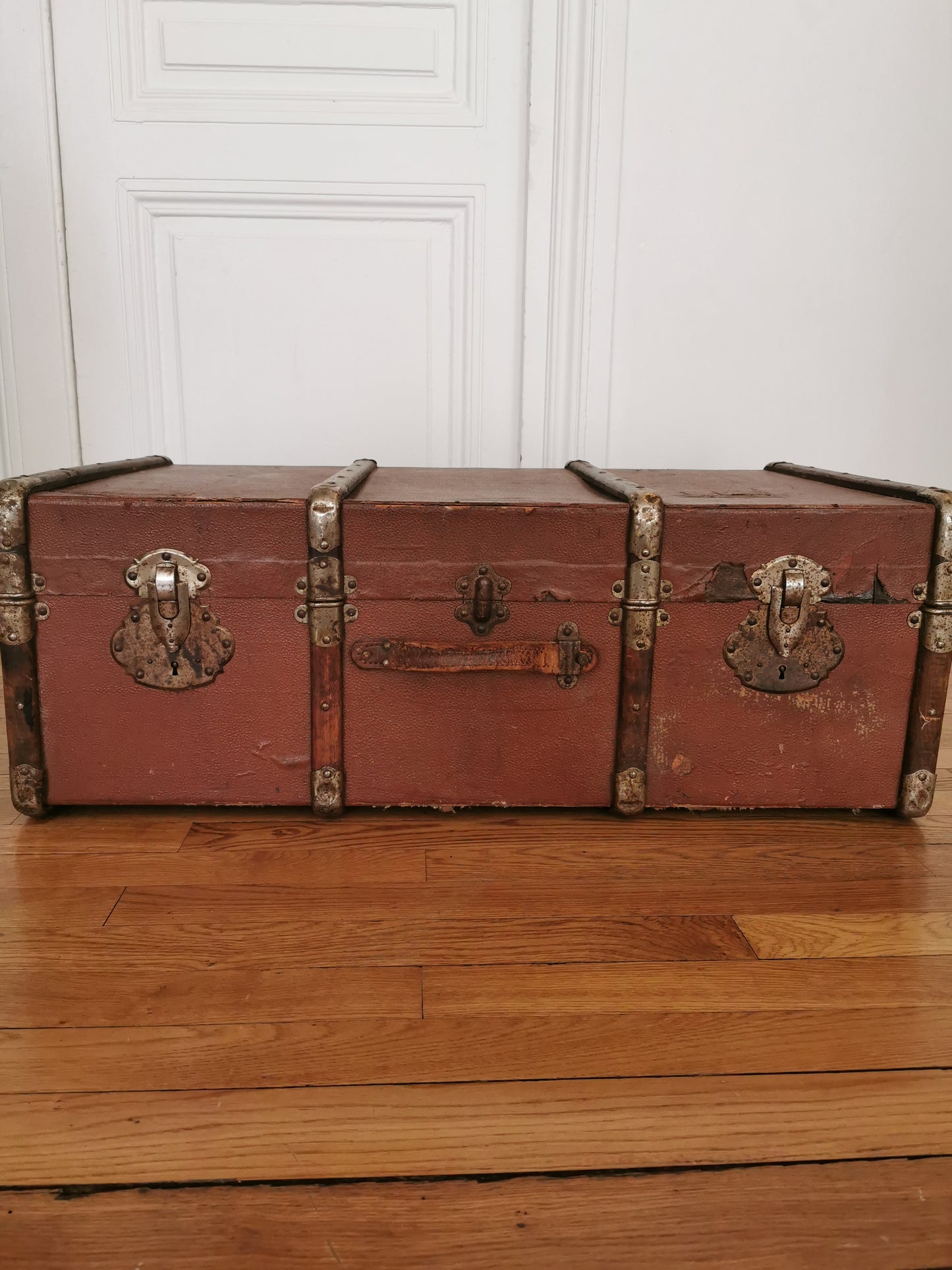 Malle ancienne bois et cuir