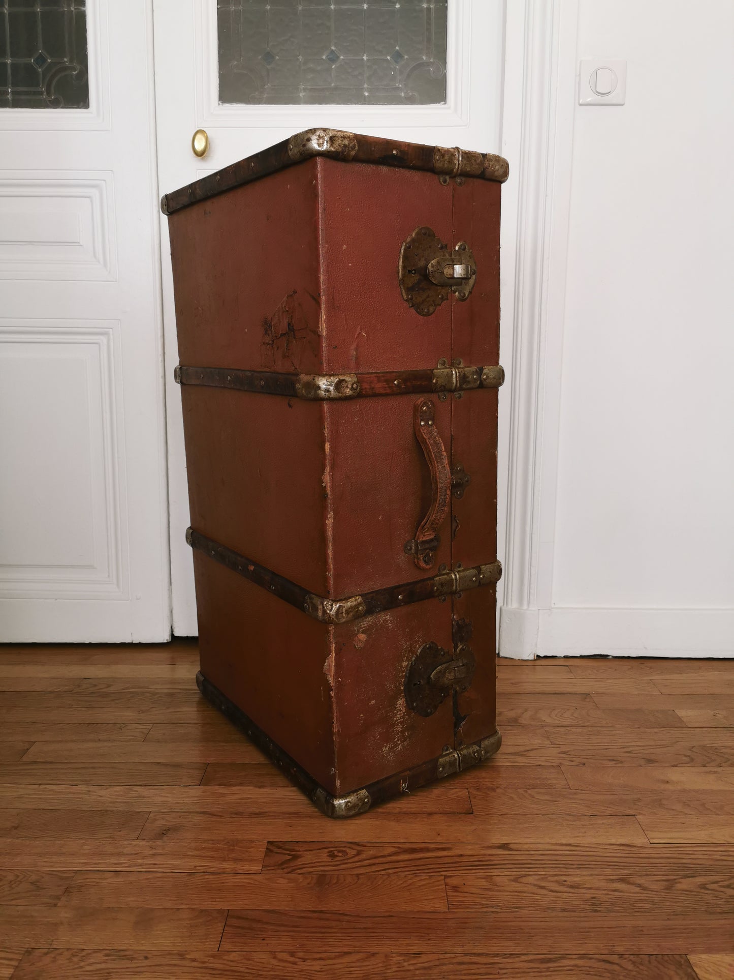 Malle ancienne bois et cuir