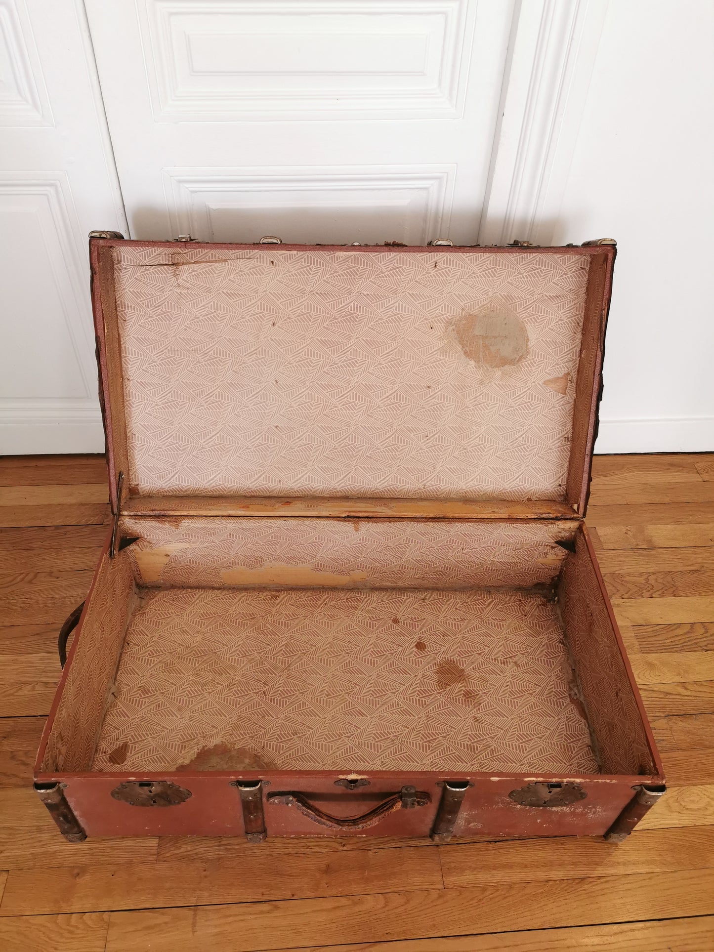 Malle ancienne bois et cuir