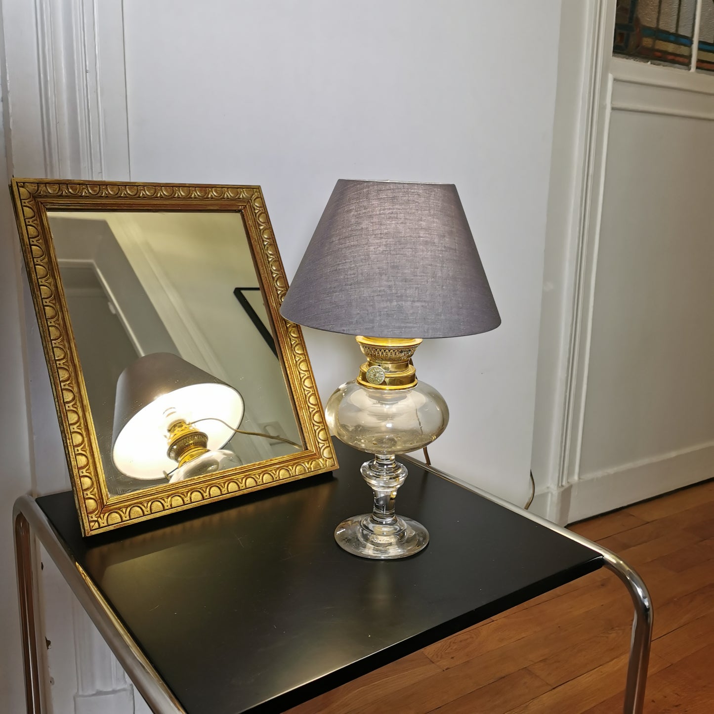 Lampe à pétrole en verre transparent 