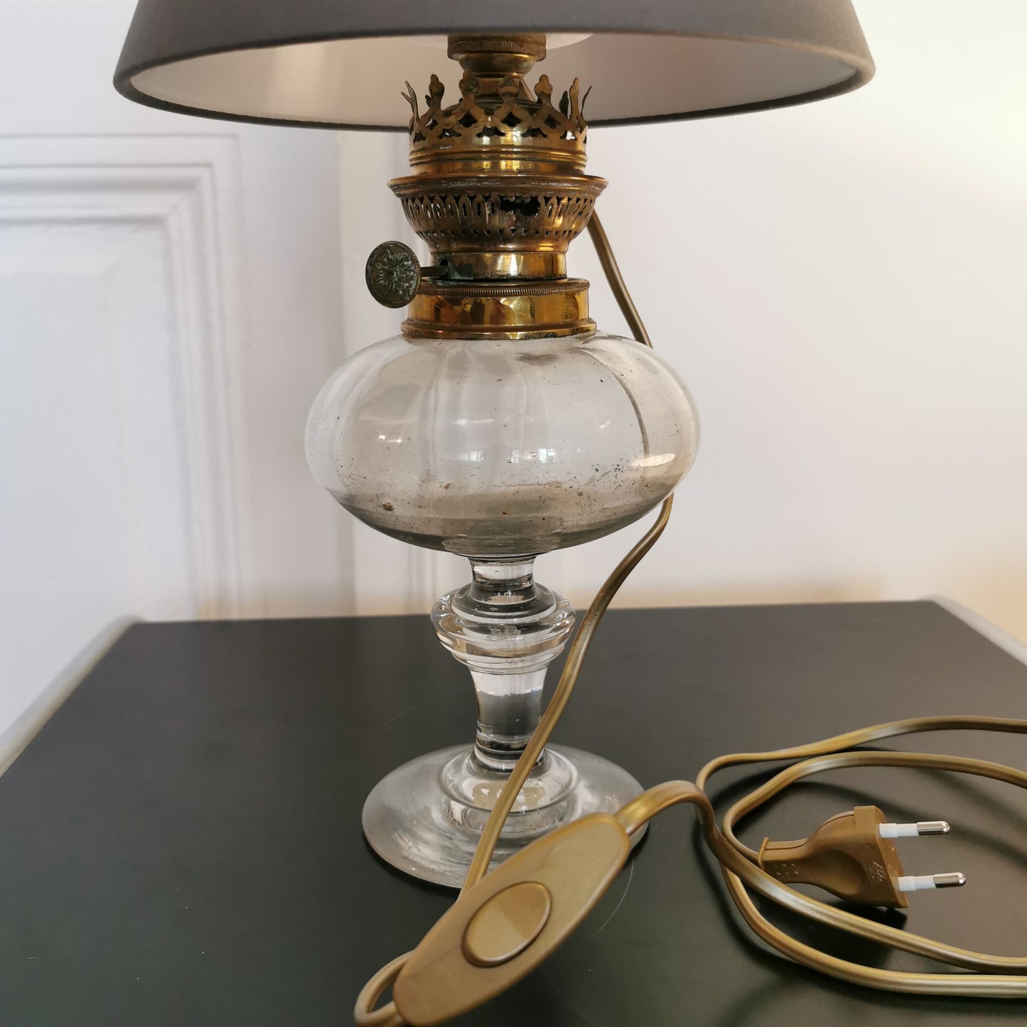 Lampe à pétrole en verre transparent 