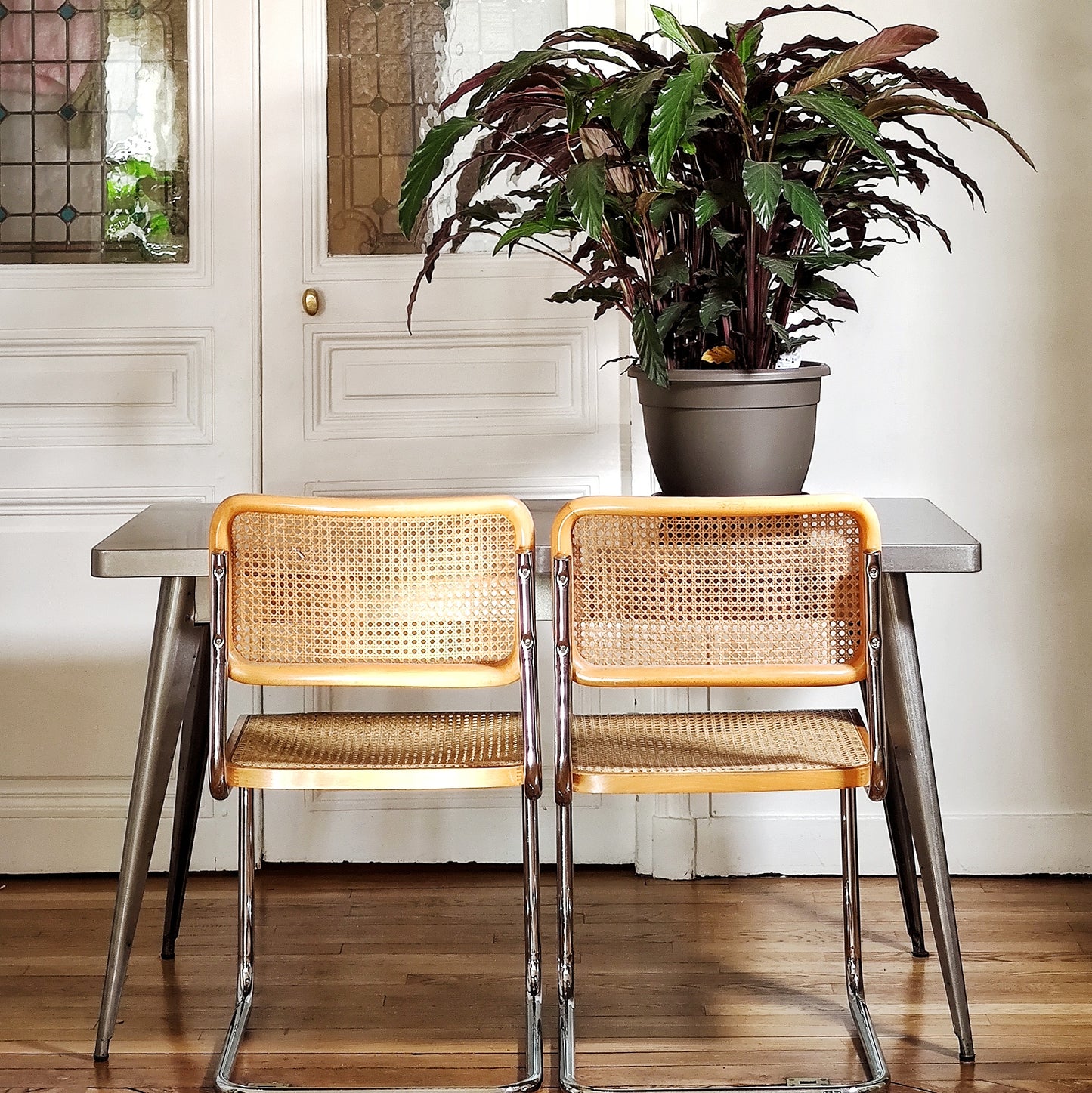 Table ou bureau Tolix 55 en tôle d'acier lustrée