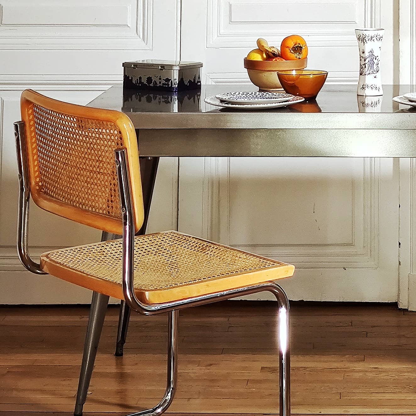 Table ou bureau Tolix 55 en tôle d'acier lustrée