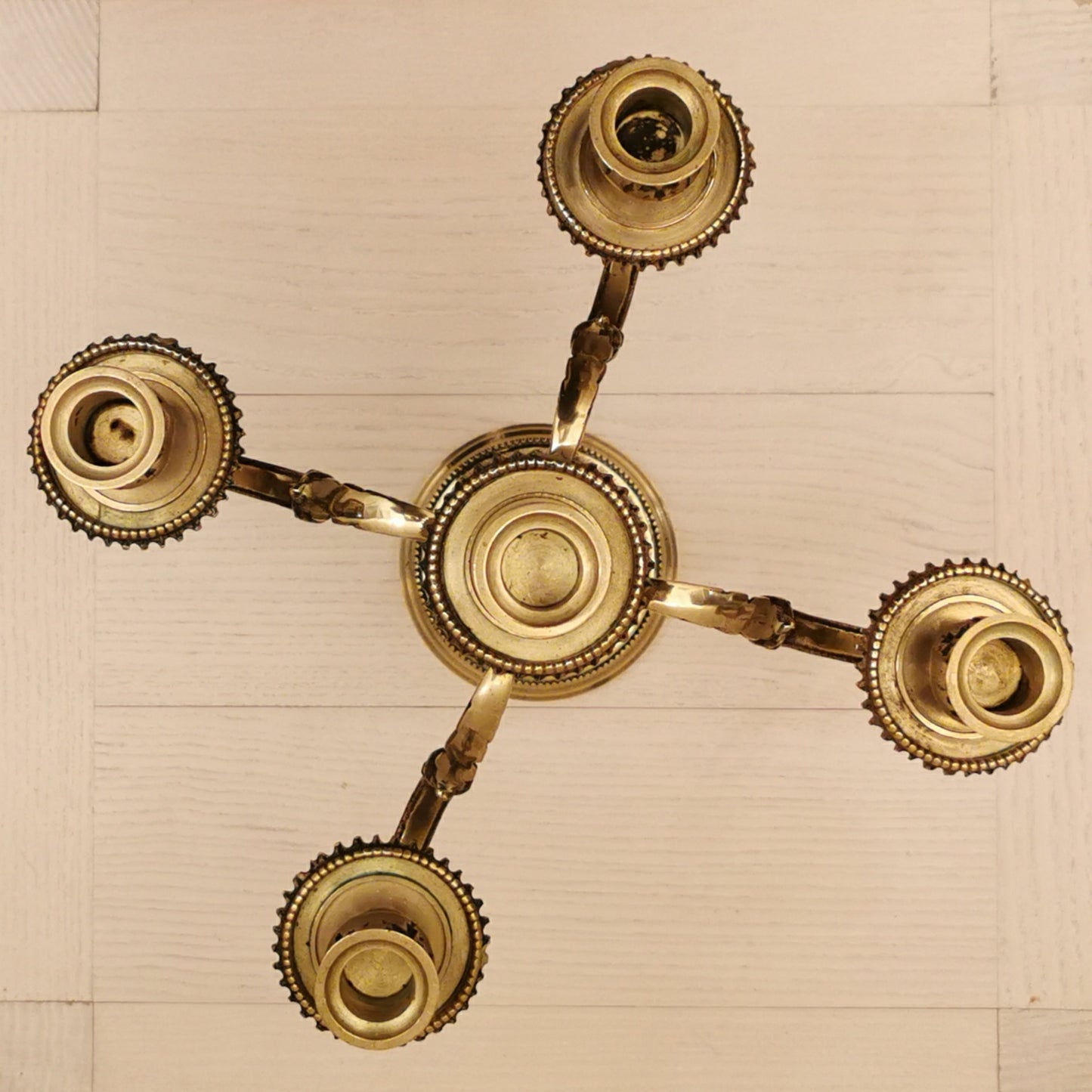 Chandelier 5 branches en laiton doré (bougies fournies)