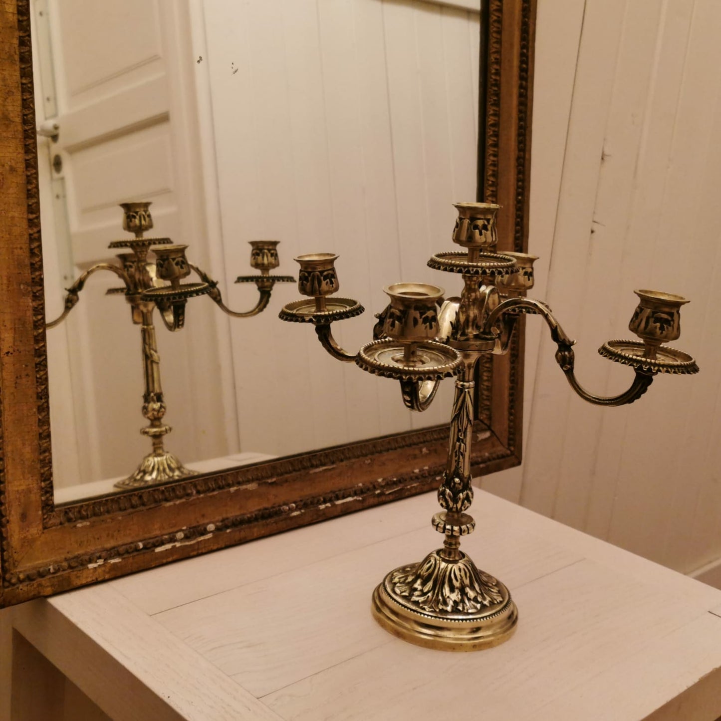 Chandelier 5 branches en laiton doré (bougies fournies)