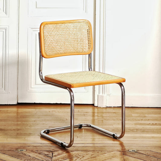 Chaise cannage et chrome "Cesca" style Marcel Breuer B32